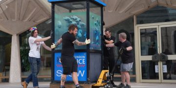 Banksy’s piranhas police box put in protective storage ahead of museum display | UK News