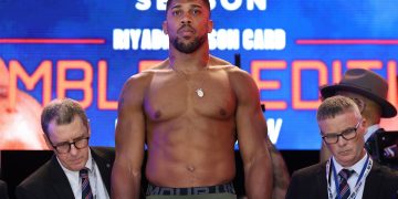 AJ weighs in nearly two stone heavier than Jake Paul