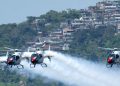 Spanish Air Force helicopter show amazes Rio beachgoers