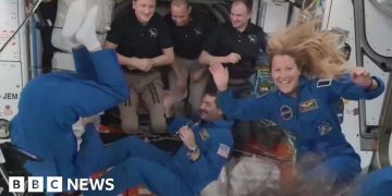 Moment crew docks at International Space Station