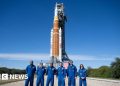 Nasa’s Moon rocket Artemis rolls back to pad for possible April launch