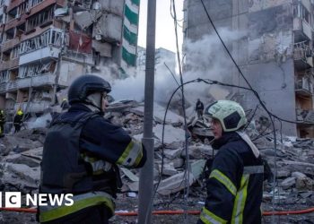 Rescuers search rubble of Kyiv flats after massive Russian strikes kill two