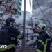 Rescuers search rubble of Kyiv flats after massive Russian strikes kill two